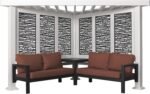Ridgedale 8 Ft. X 8 Ft. White Steel Modern Cabana Pergola with Conversation Seating in Pumice - Image 3