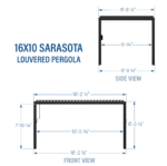 Backyard Discovery Sarasota 16'x10' Galvanized Steel Louvered Pergola - Image 6