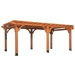 Beaumont 20 ft. x 12 ft. Light Brown Traditional Outdoor All Cedar Wood Patio Pergola Shade Structure with Electric