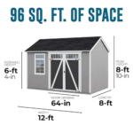 Heartland Coronado 12-ft x 8-ft Gable Style Wood Outdoor Storage Shed with Windows and Doors - Image 4