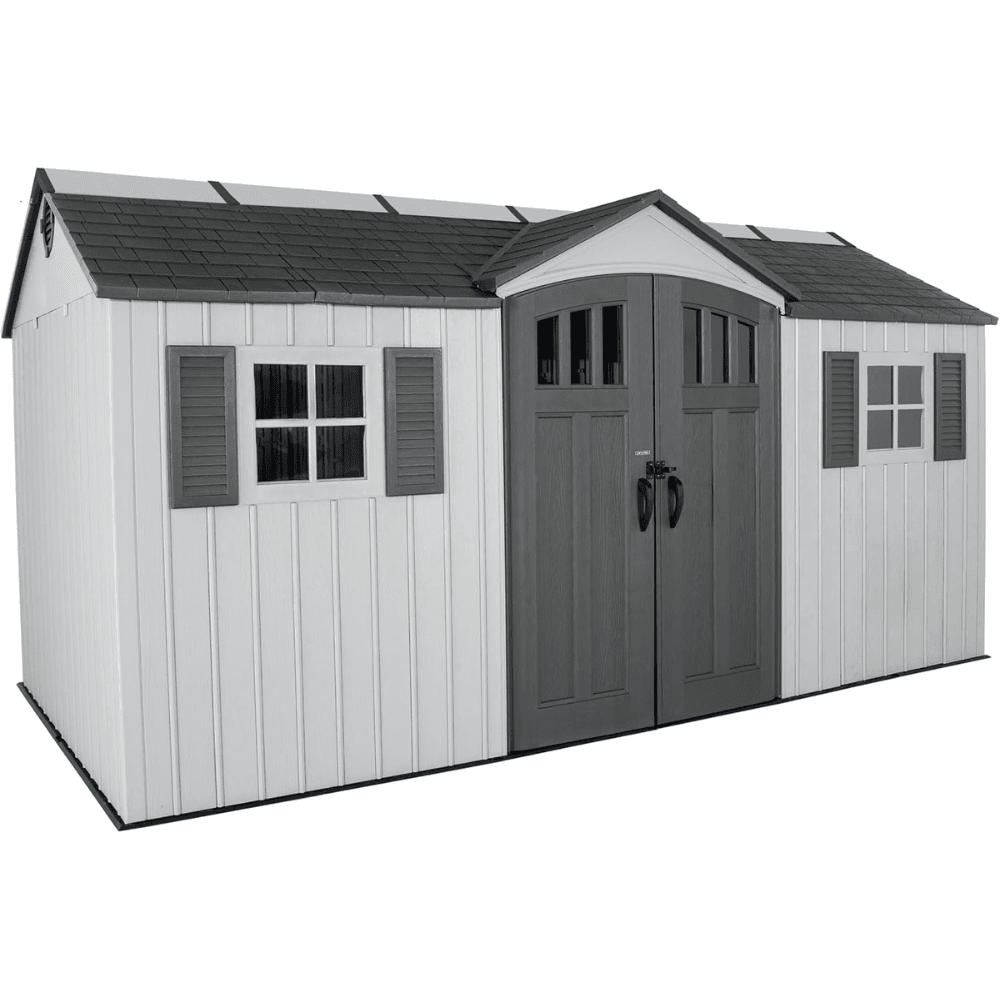 suzuuuen-product-177-image-1 Lifetime 15′ x 8′ Dual Entry Outdoor Storage Shed, Gray - Image 1