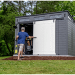 Modernist 10 ft. x 7 ft. Barn Door Storage Shed Suncast - Image 7