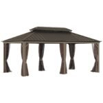 Sunmthink 12×20 ft Hardtop Gazebo with Double Roof